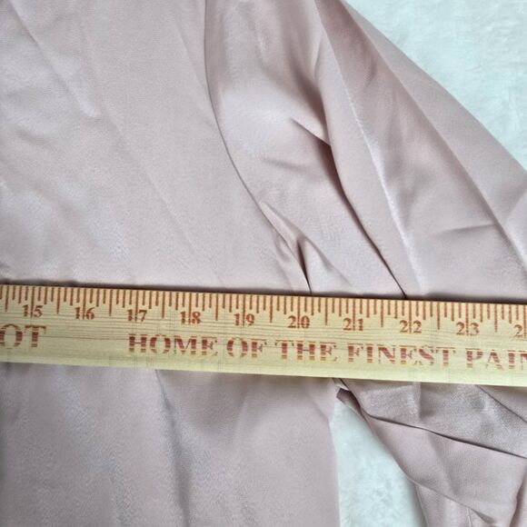 AISEW Women’s Satin Blush Pink Button-Up Blouse Top Size 2XL Long Sleeve Collar - Picture 6 of 8